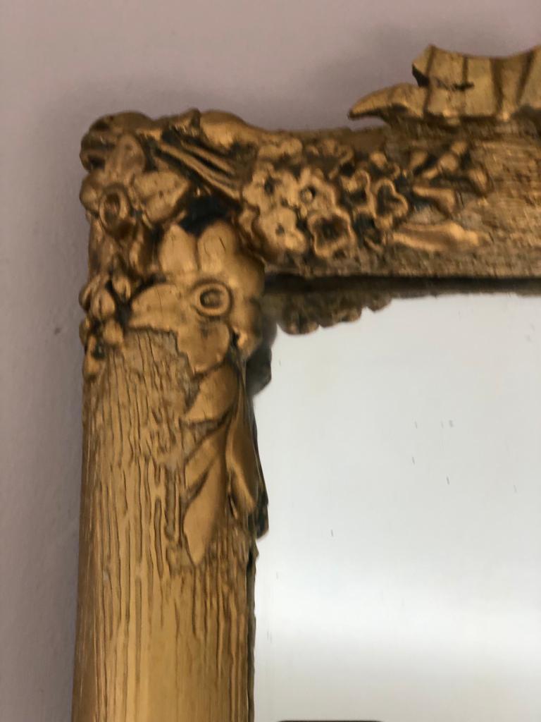 Large old mirror between two gilded pediment louis Philippe ice mercury