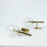 Brass and glass wall lights, vintage, 1960 by Hillebrand.