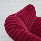 1950s, Danish 2-seater sofa, red furniture velour, ash wood legs.