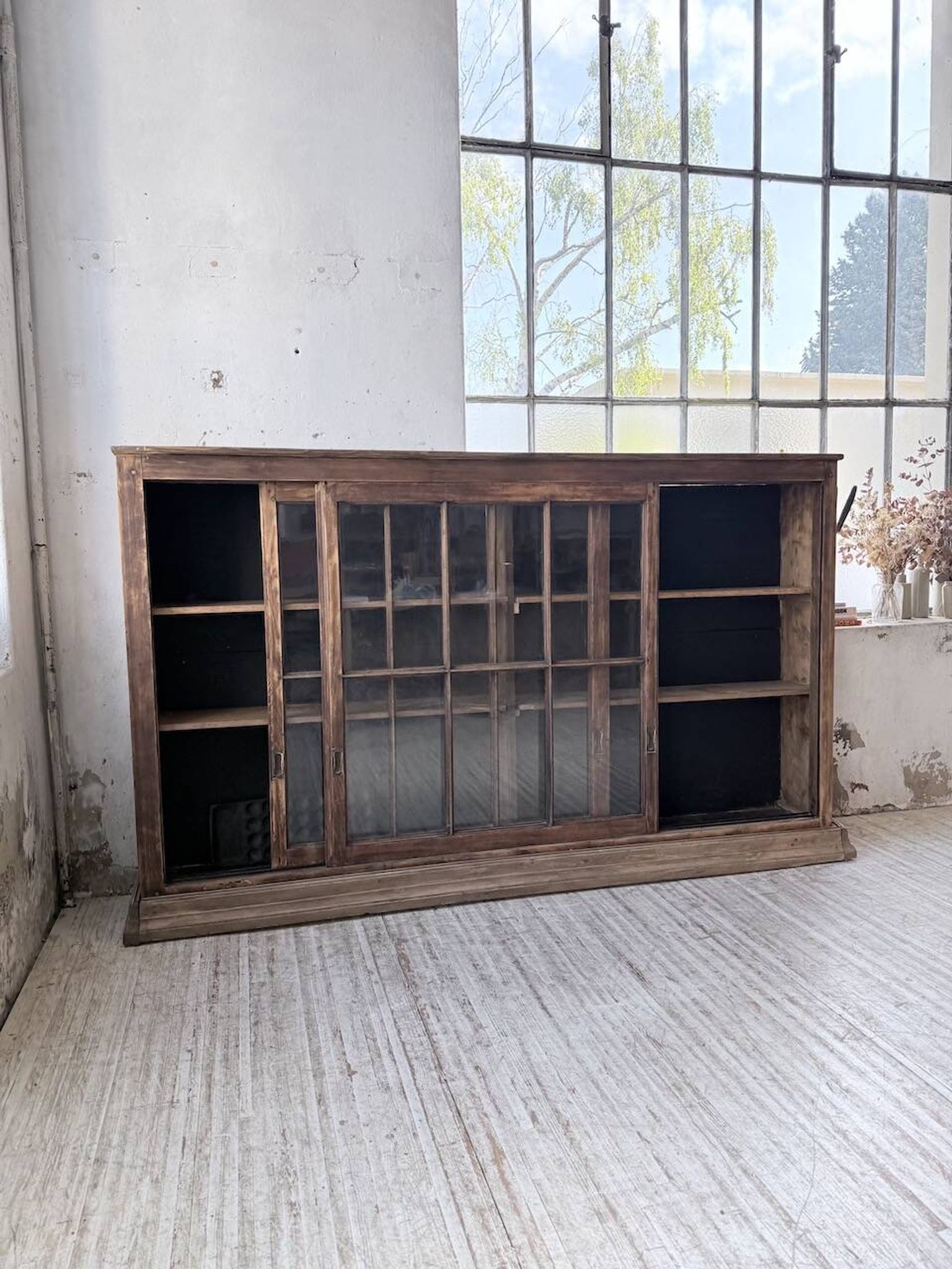 XXL industrial sideboard with glass doors