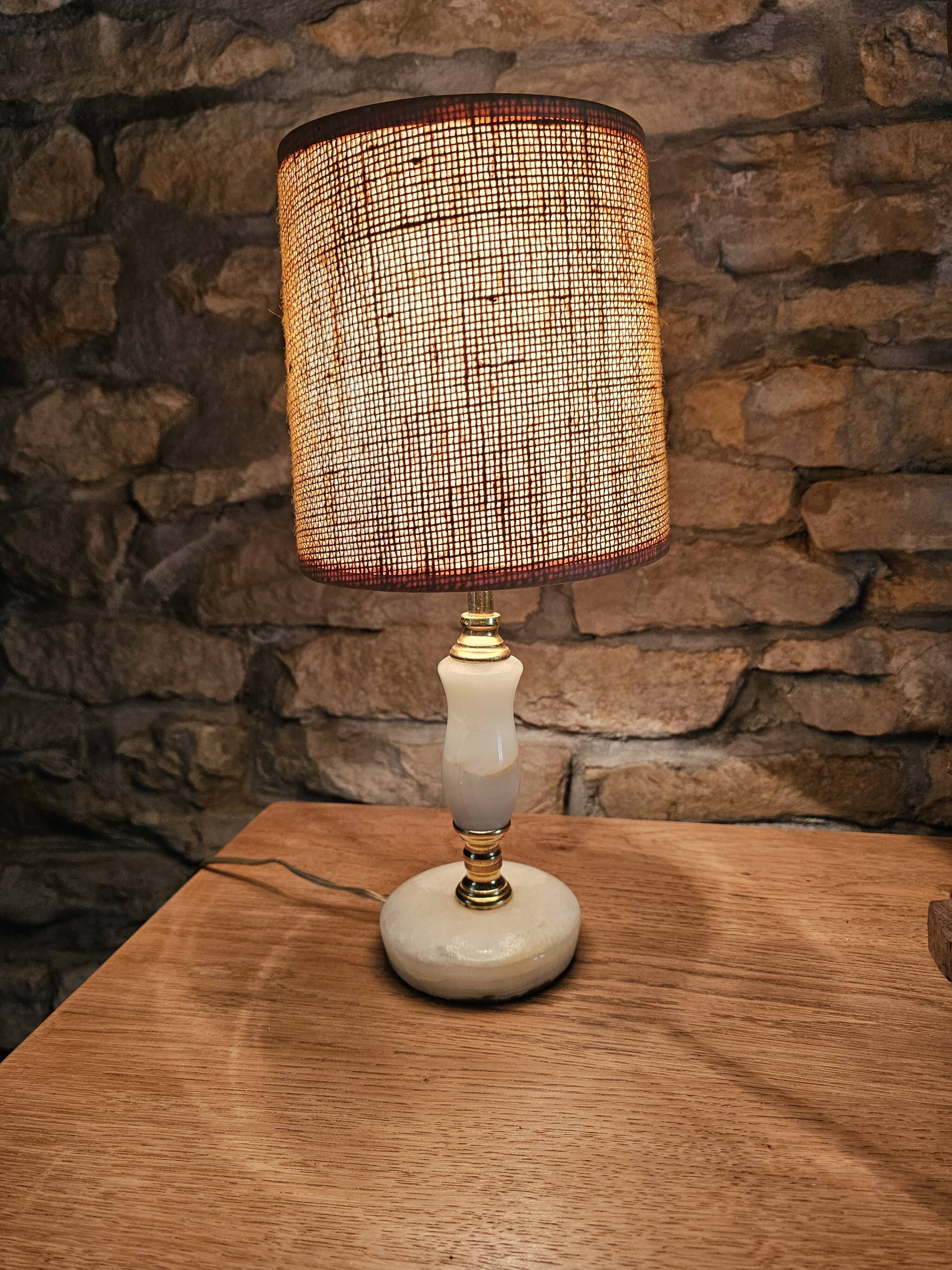 Table lamp with alabaster marble base, vintage 60s.