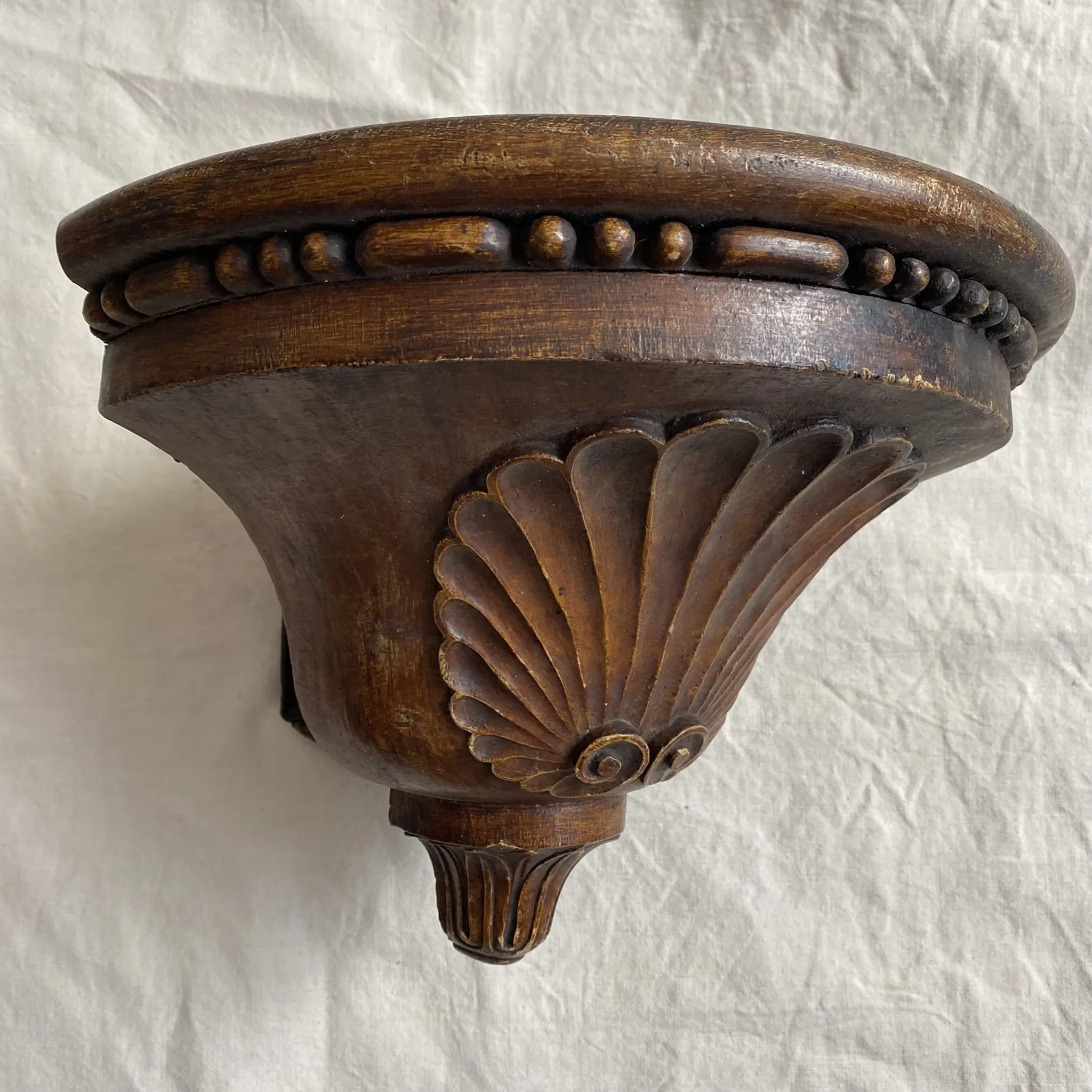 Wall console in solid oak and wrought iron, to be recessed, 19th century.