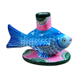 Candle holder vintage fish art from Mexico