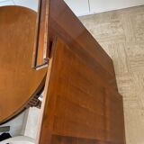 Round table in solid cherry wood Louis XV style and 2 extensions
