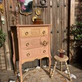 Petite commode ART DÉCO esprit coiffeuse terracotta