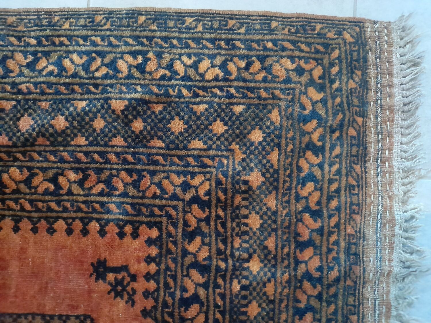 Afghan Carpet "Gül" Vintage – Wool – Exceptional Patina 205x132cm