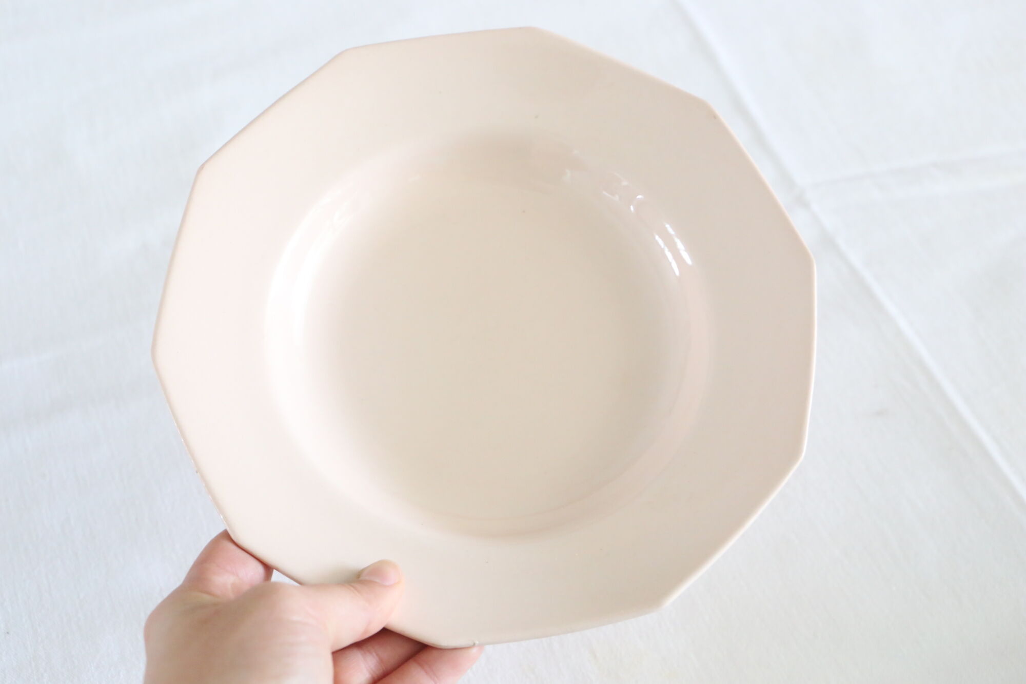 Hollow plates in pink ceramic, art deco, 1930, st Amand