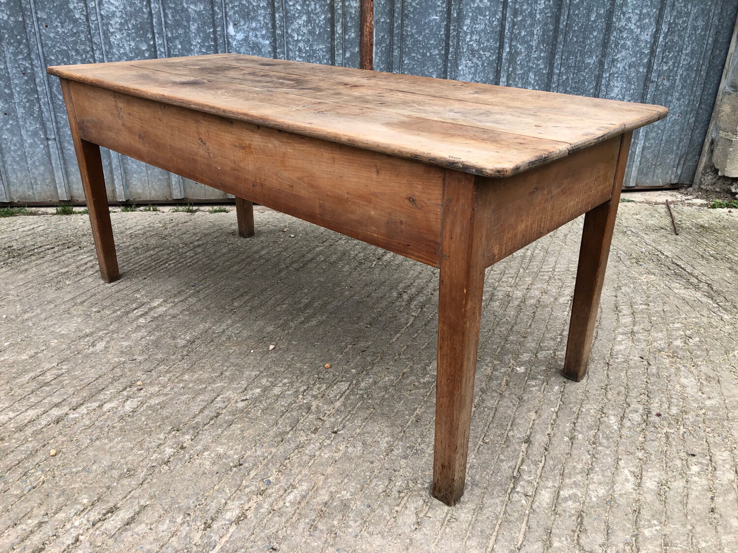Antique cherry farmhouse table with 3 drawers