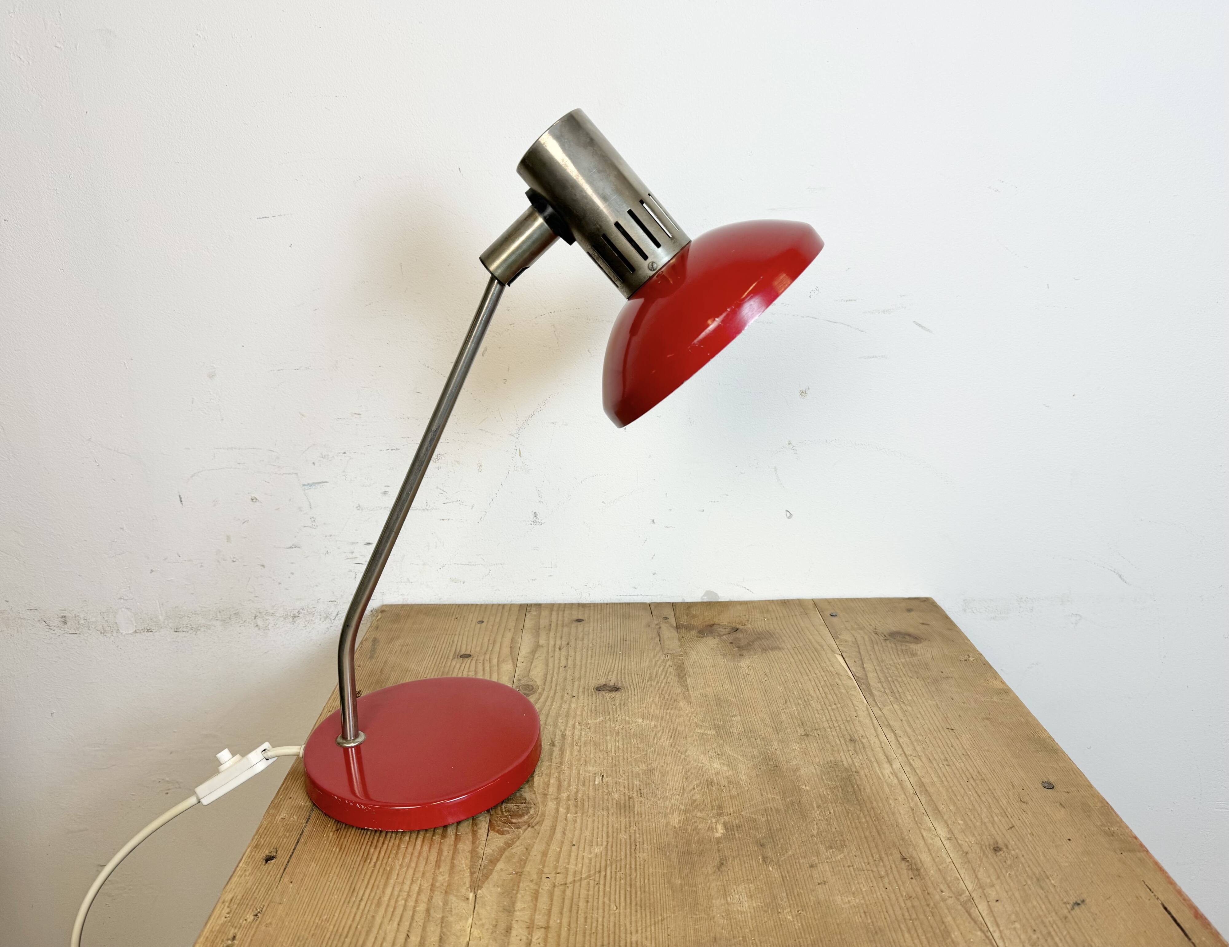 Vintage red east german table lamp from aka leuchten, 1970s