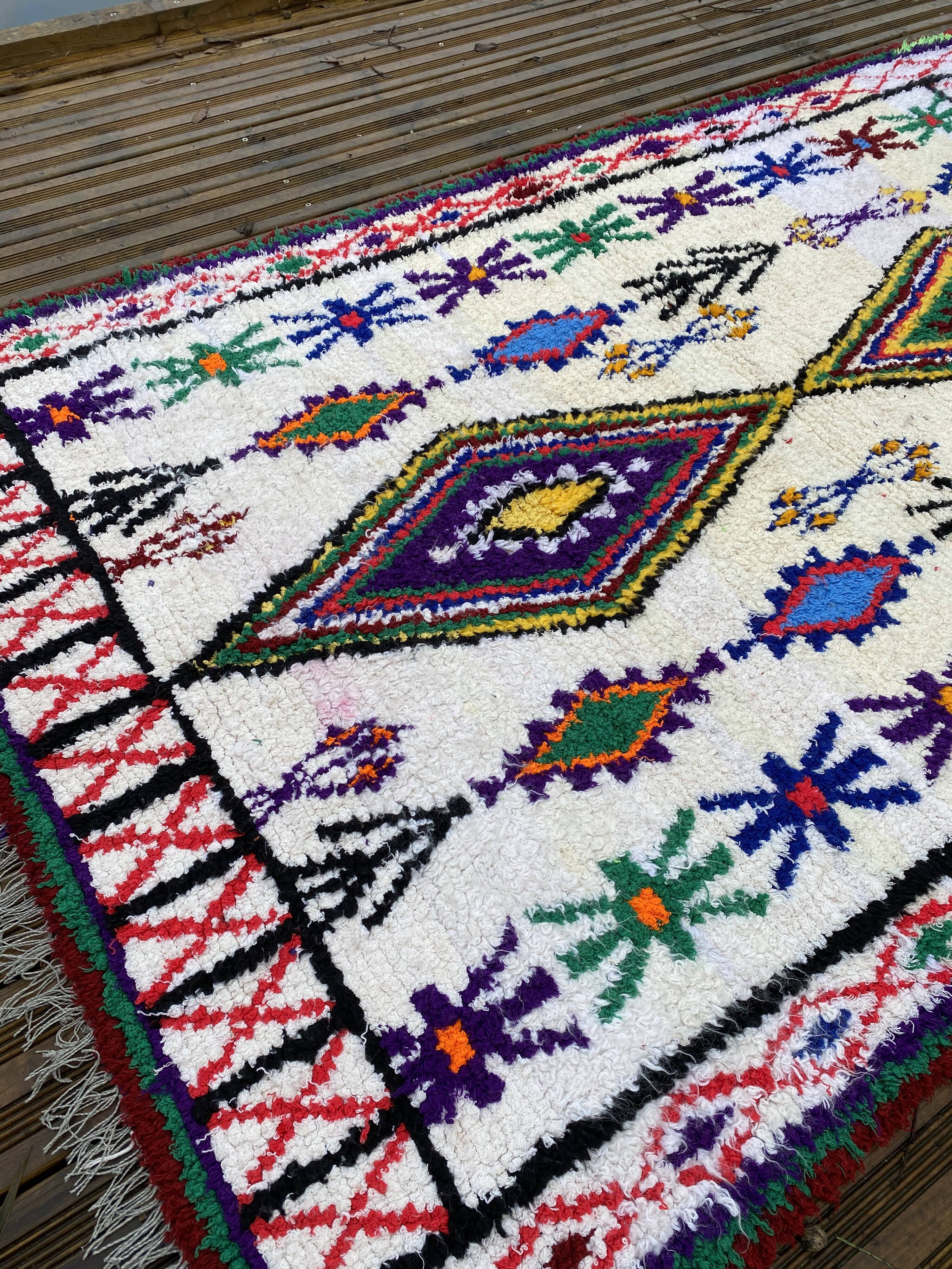Azilal wool and handmade cotton berbere rug 135x215 cm