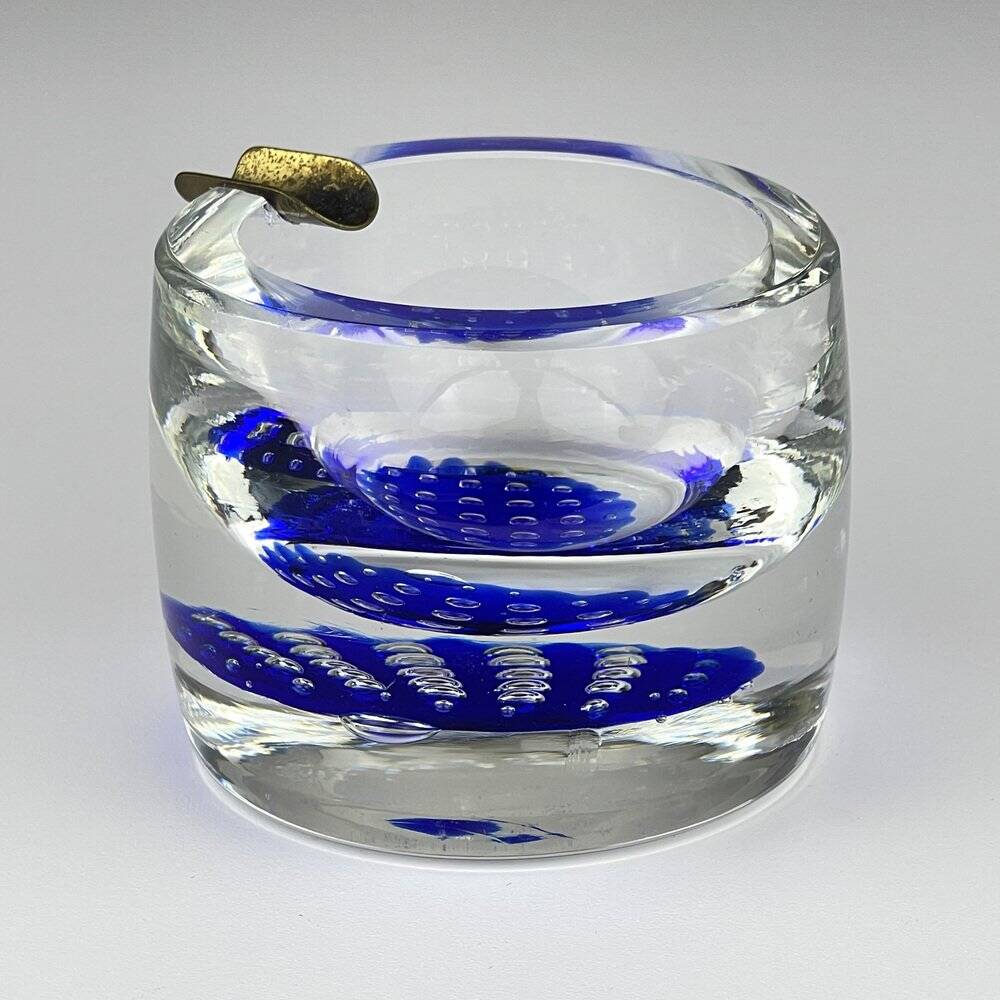 Blue Murano glass ashtray, Italy, 1970s