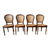 Four caned and wood chairs, Louis Philippe style, vintage, 1960s