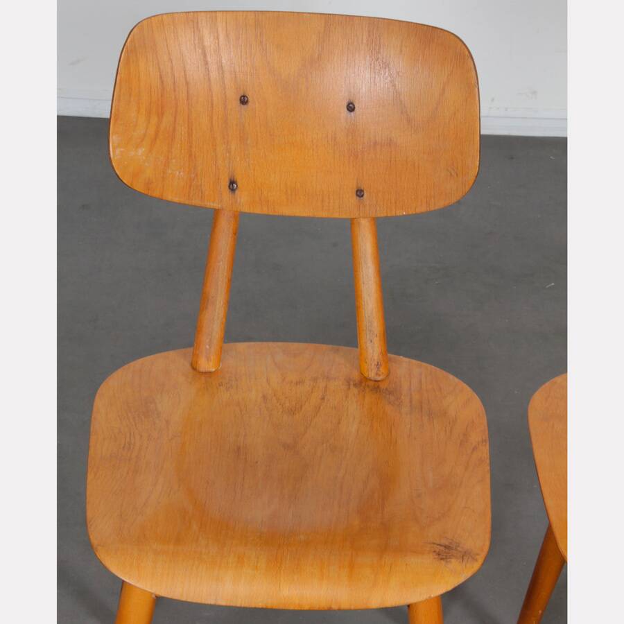 Pair of wooden chairs produced by Ton, 1960