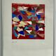 Helmut Dittmann – Geometric Abstract Collage, Vivid Multicolour on Red 1987