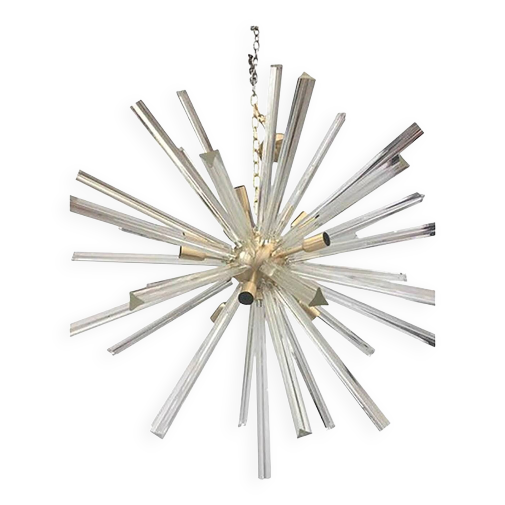 Transparent Clear Murano Style Glass Triedo Sputnik Chandelier