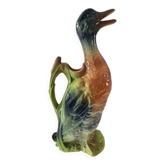 Ancien pichet barbotine Saint Clément Canard Colvert A027