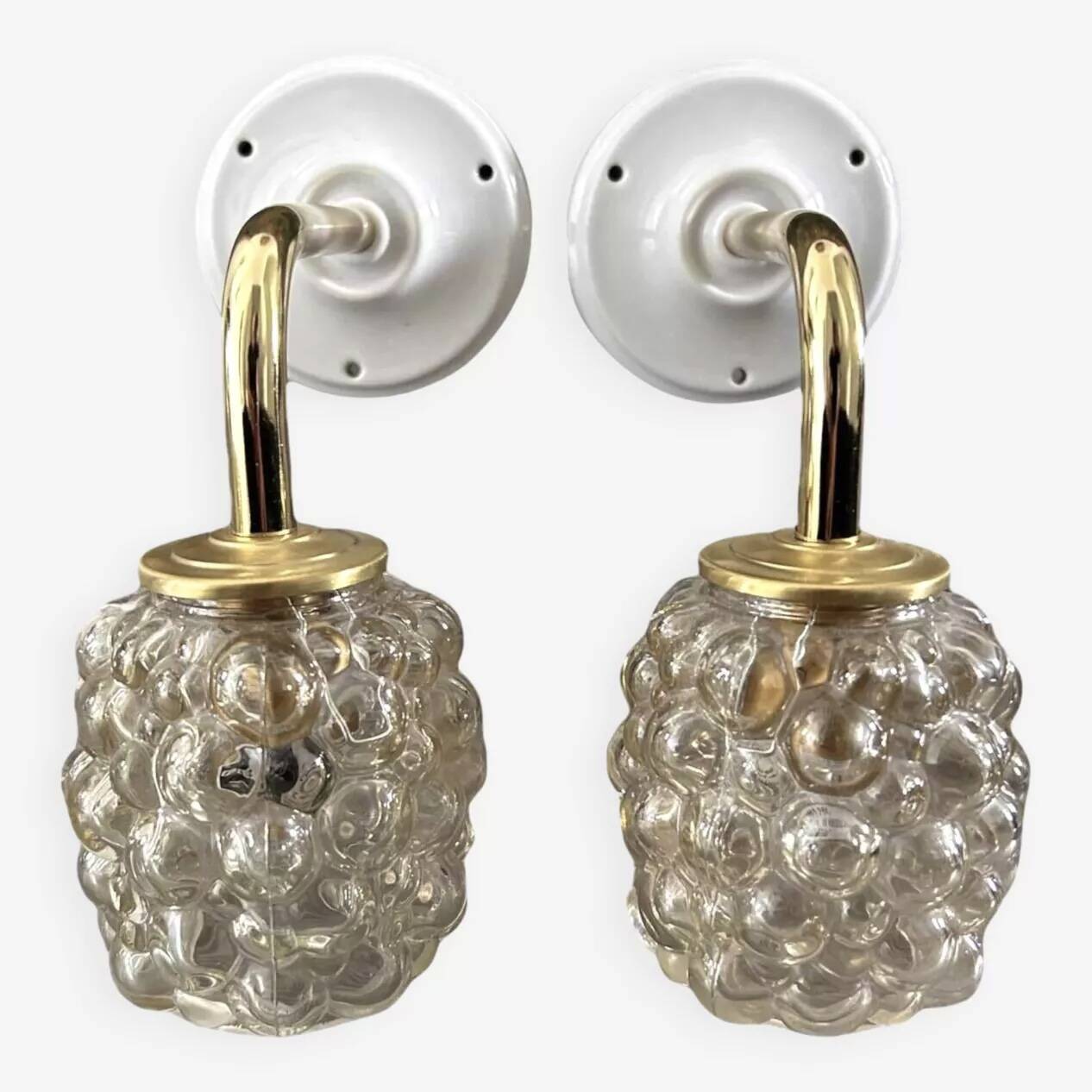 Paire d’appliques murales verre bullé