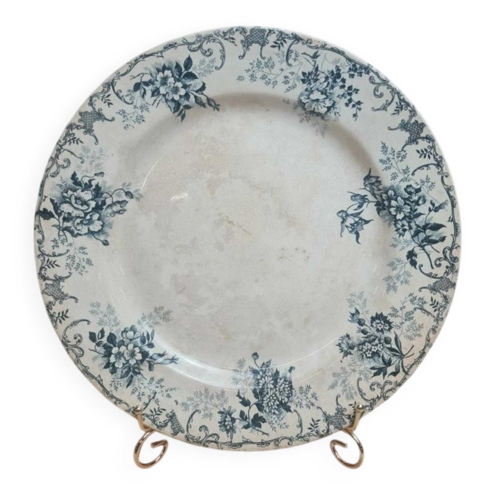 Old plate Terre de Fer Hb & Cie Choisy-le-Roi model Floreal 32 cm