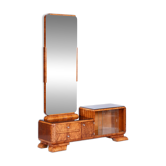 Art Deco Dressing Table in Rosewood and Walnut Veneer with Mirror, France, 1920s