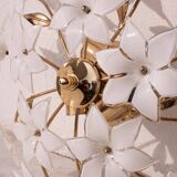 Charming Vintage Murano Ceiling Light White Flowers, 1960s
