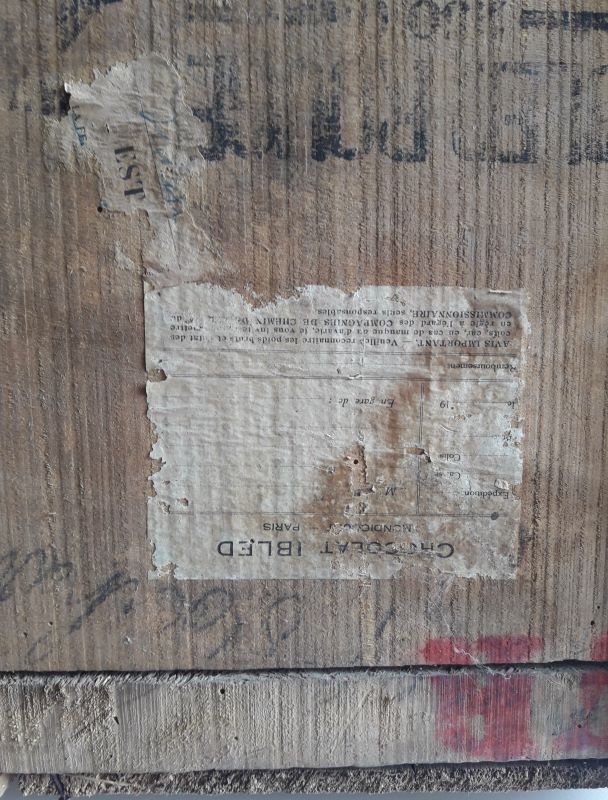 Ibled chocolate box in old wooden transport