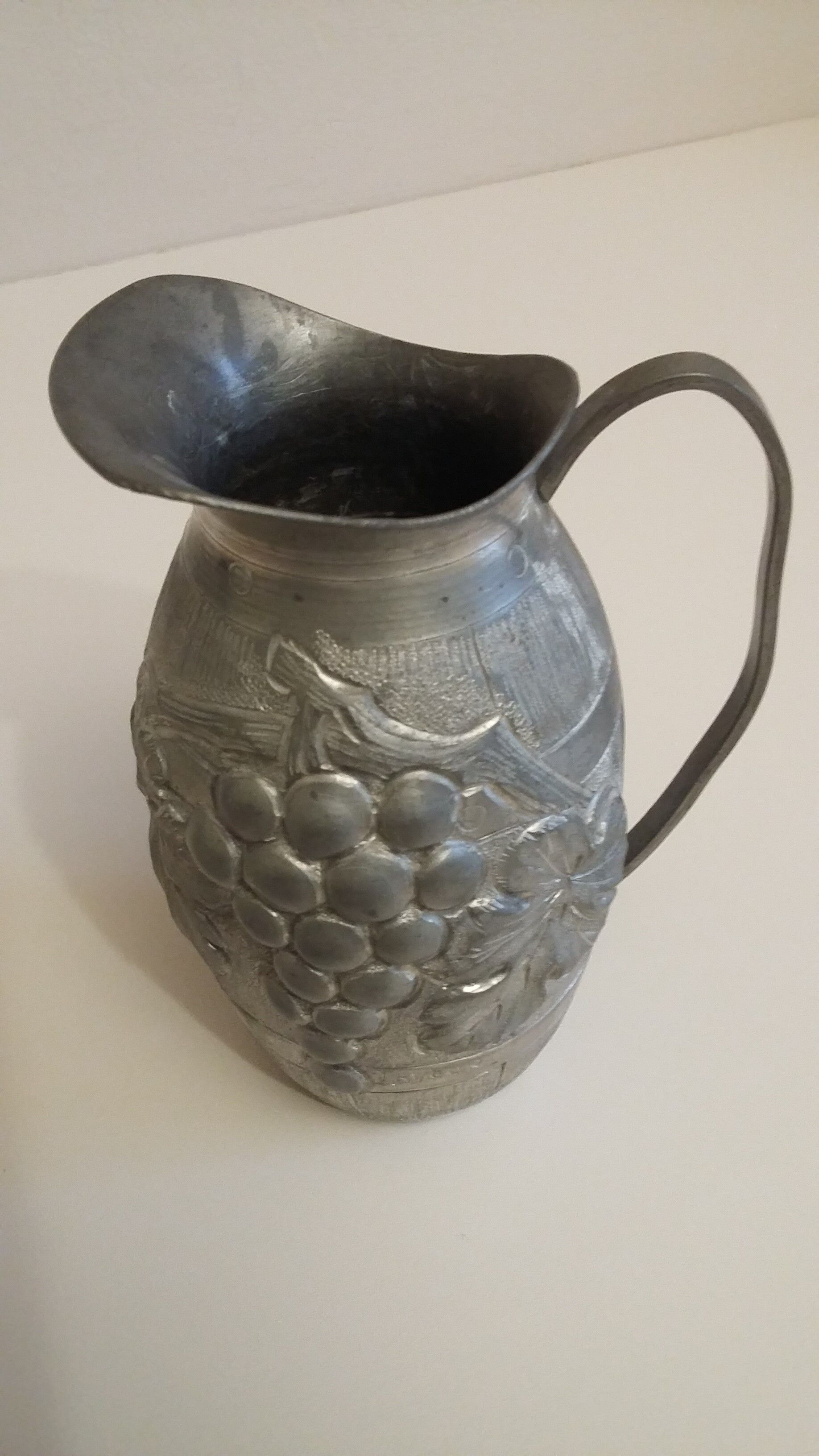 Pewter pitcher signed Laveur