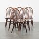 Set of 6 Vintage Wooden Windsor Spindle Chairs