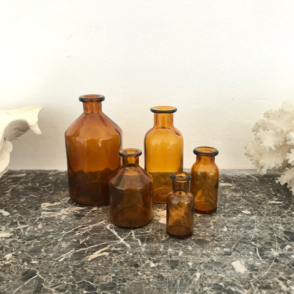 Lot of 5 bottles of apothecary