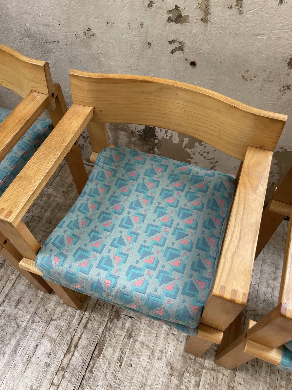 Set of 6 oak chairs with armrests Ate Van Apeldoorn