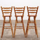 Brutalist mid-century wooden bar with 3 bar chairs, 1970s