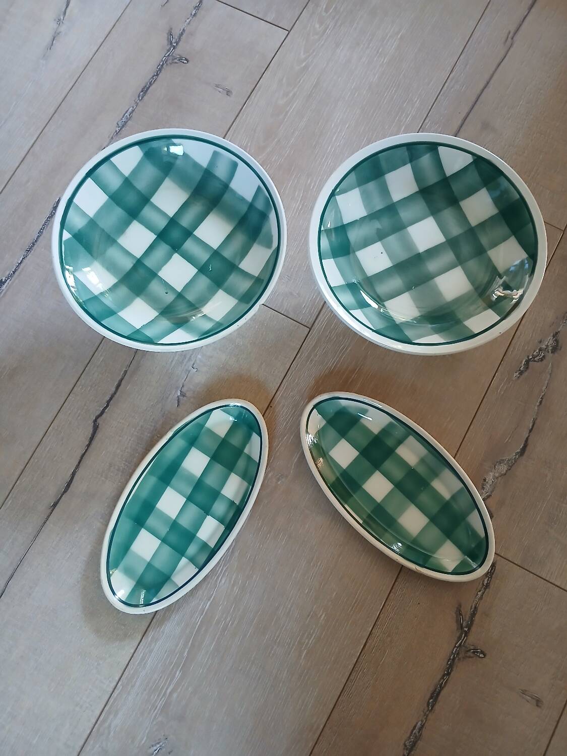 Set of antique Scottish tile dishes