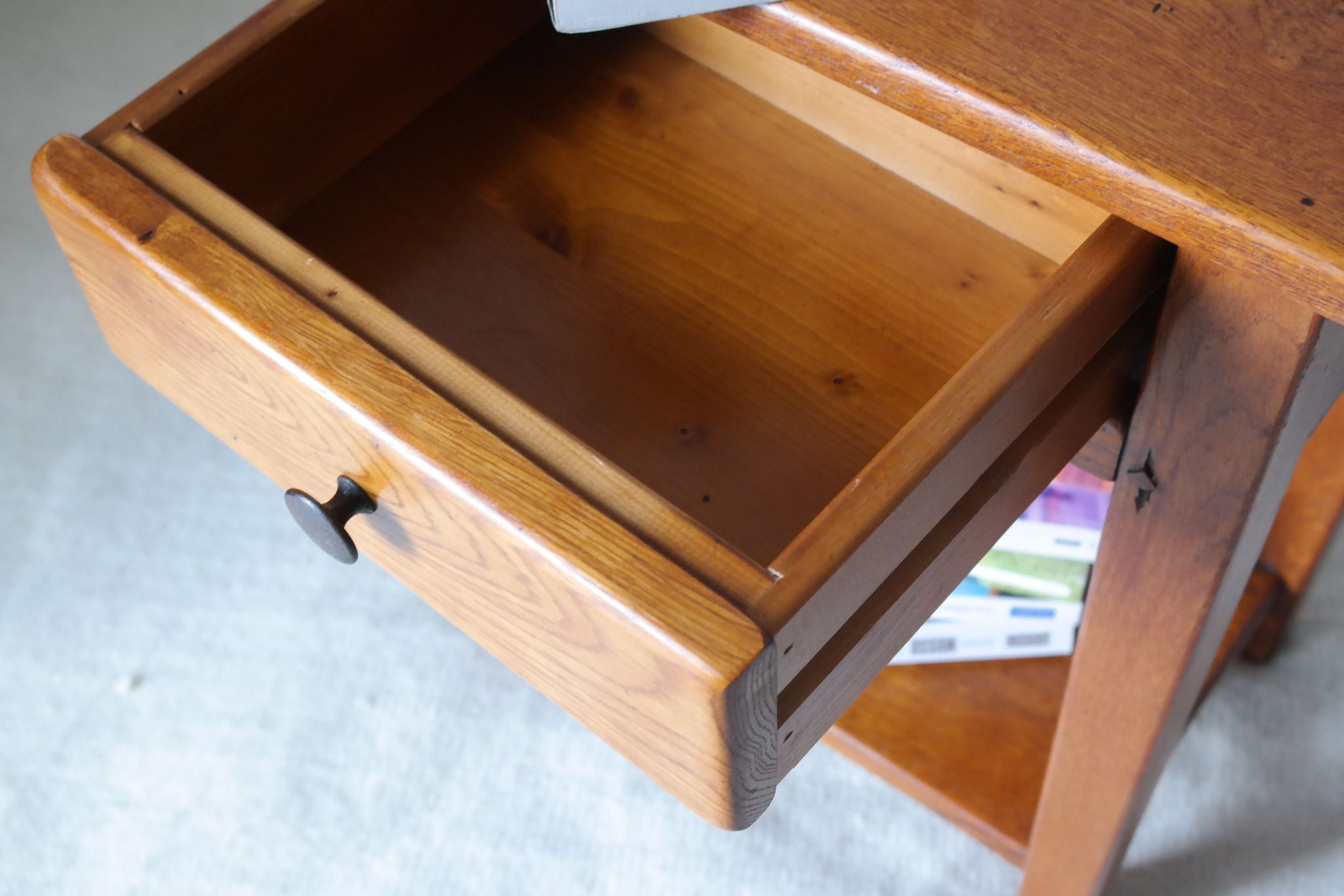 Vintage bedside table in solid oak