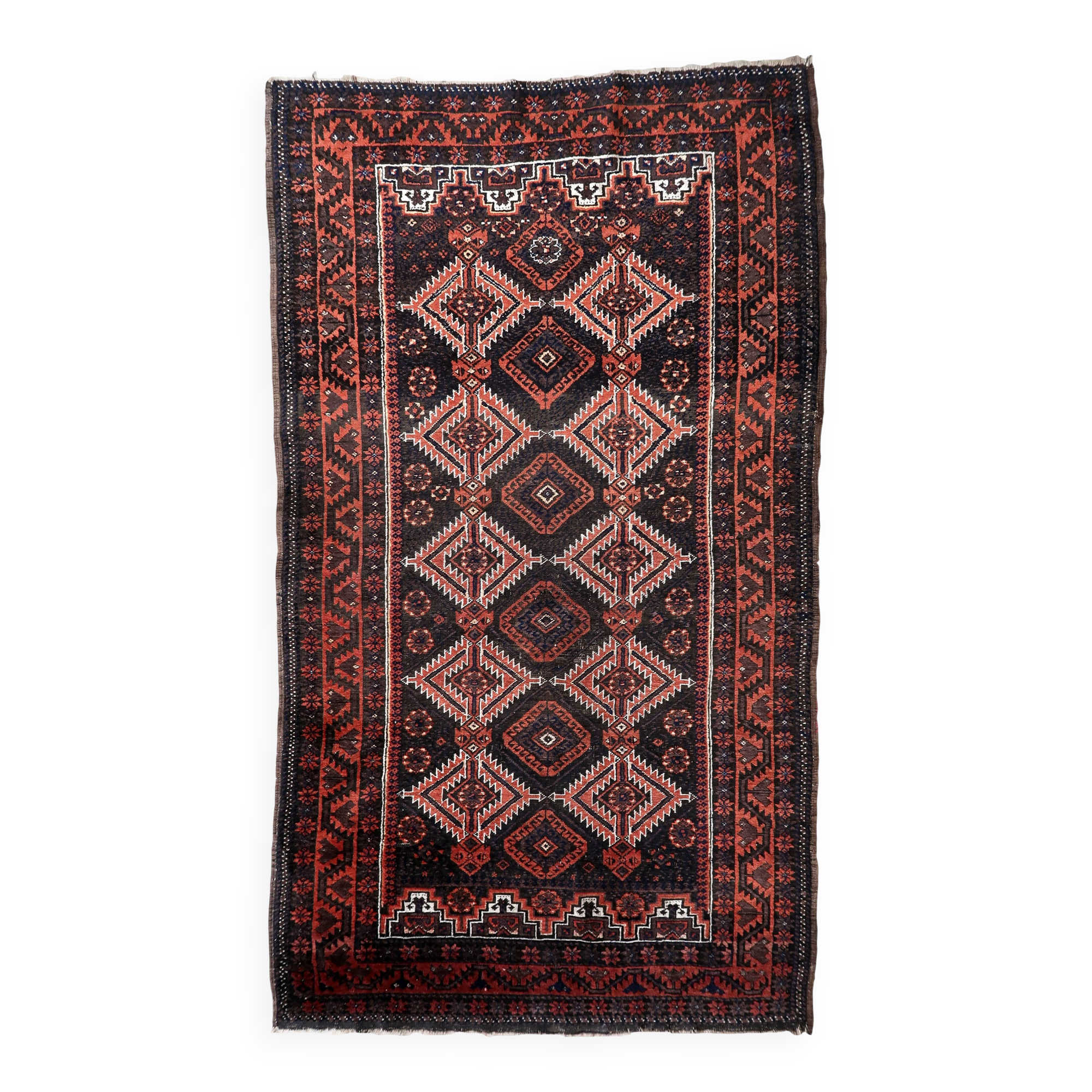 Tapis Baluuch Antique – Laine Tribal – Poil Usé Patiné – 102 x 181 cm