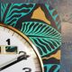 Horloge vintage pendule murale silencieuse carrée "Jaz vert noir"