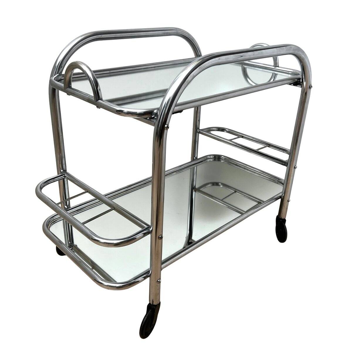 Art Deco Chromed Steel Bar Cart by Robert Mallet-Stevens, France, 1925