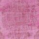 Vintage Handmade Turkish Wool Area Rug Overdyed in Pink for Contemporary Interiors