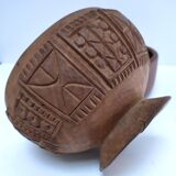 four vintage solid wood bowls