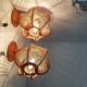 Pair of wooden wood straw wall sconce lamps rustic vintage France