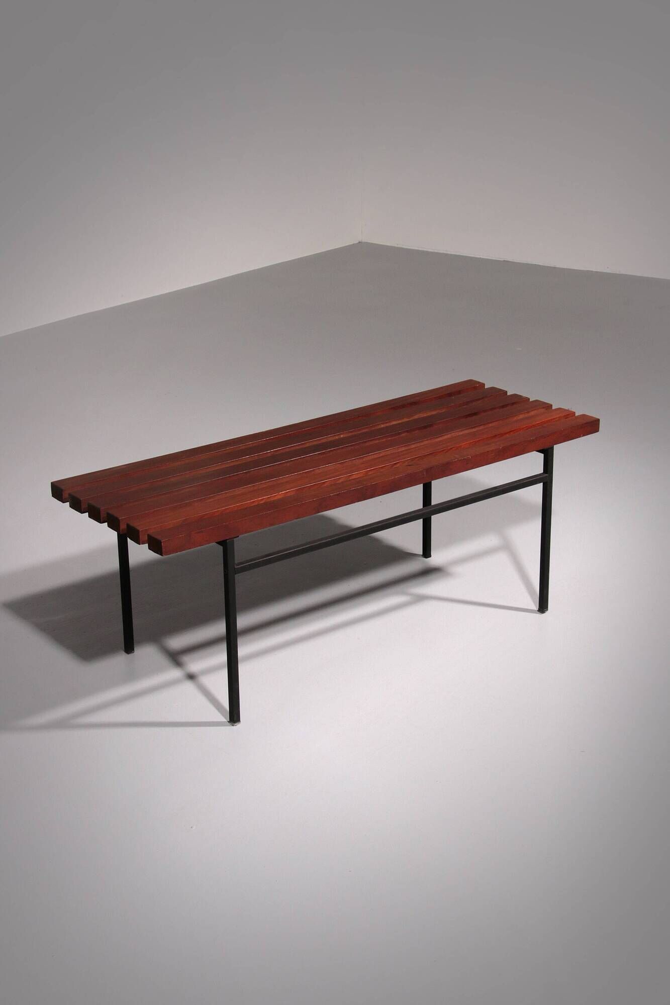 Mid-Century Meranti Wood Bench 1960 Italy