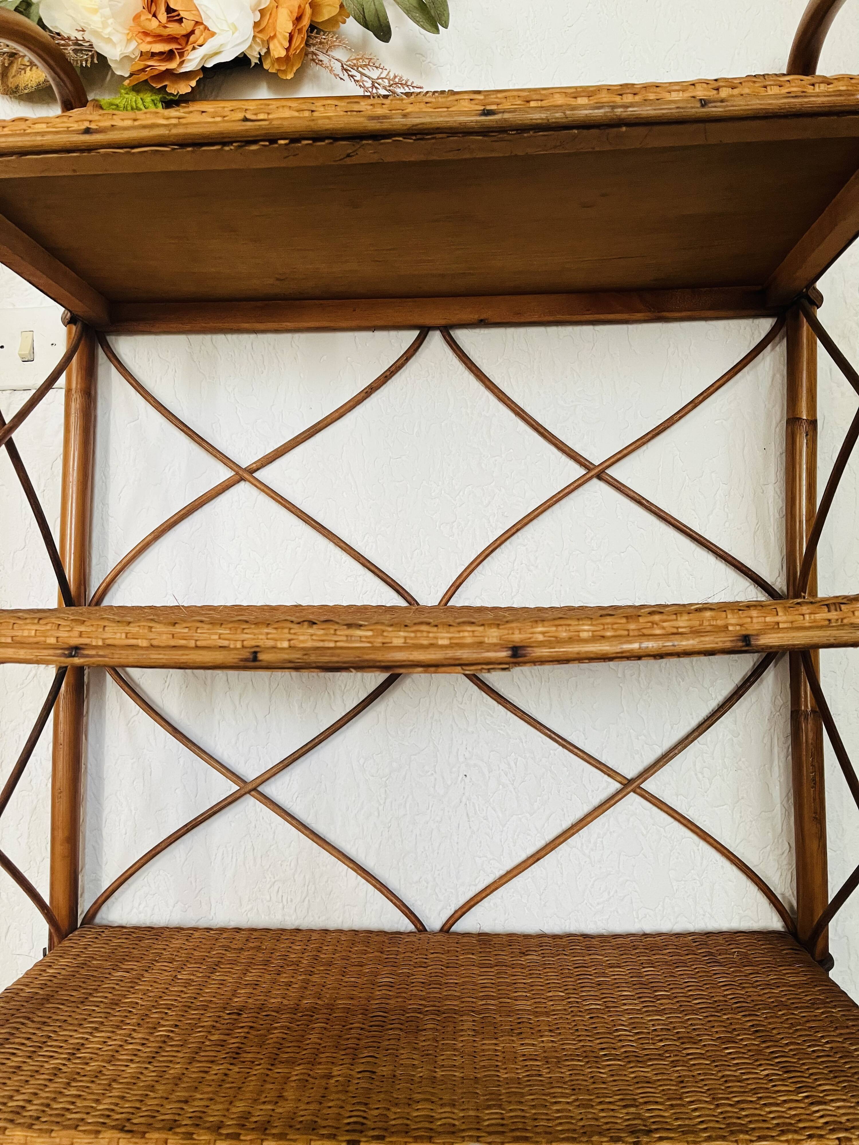 Rattan bookcase shelf