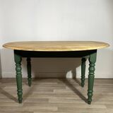 Table en Bois - Ovale - Bois brut et pied Vert