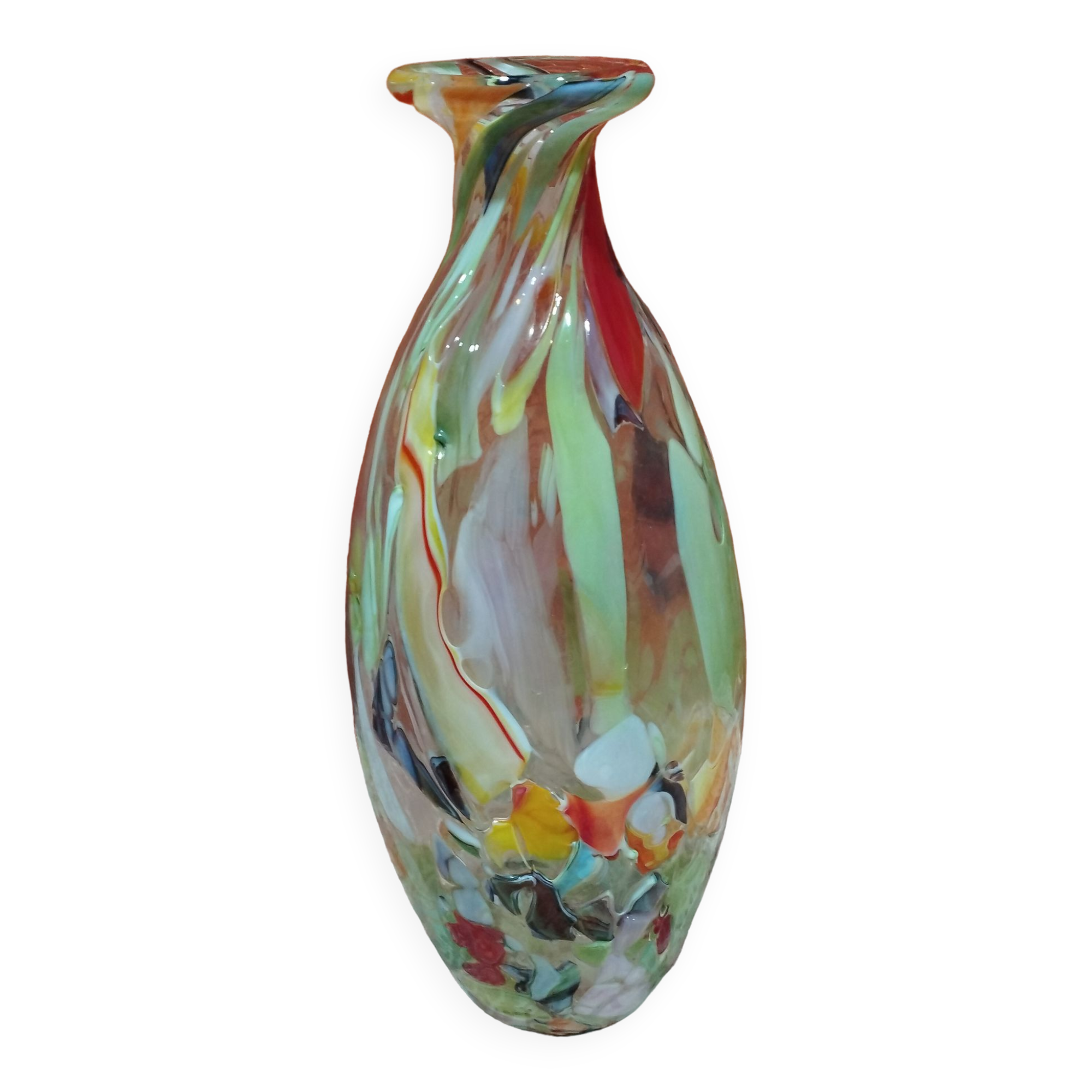 Large multicolored glass vase