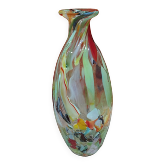 Grand vase en verre multicolore