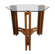 Table d’appoint moderniste néerlandaise en bois et en verre hexagonale des années 1960