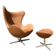 Fritz Hansen Egg Chair + Ottoman, Camel Cognac leder 1968 !!