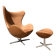 Fritz Hansen Egg Chair + Ottoman, Camel Cognac leder 1968 !!