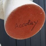 Pair of white Accolay ceramic candle holders, 60s