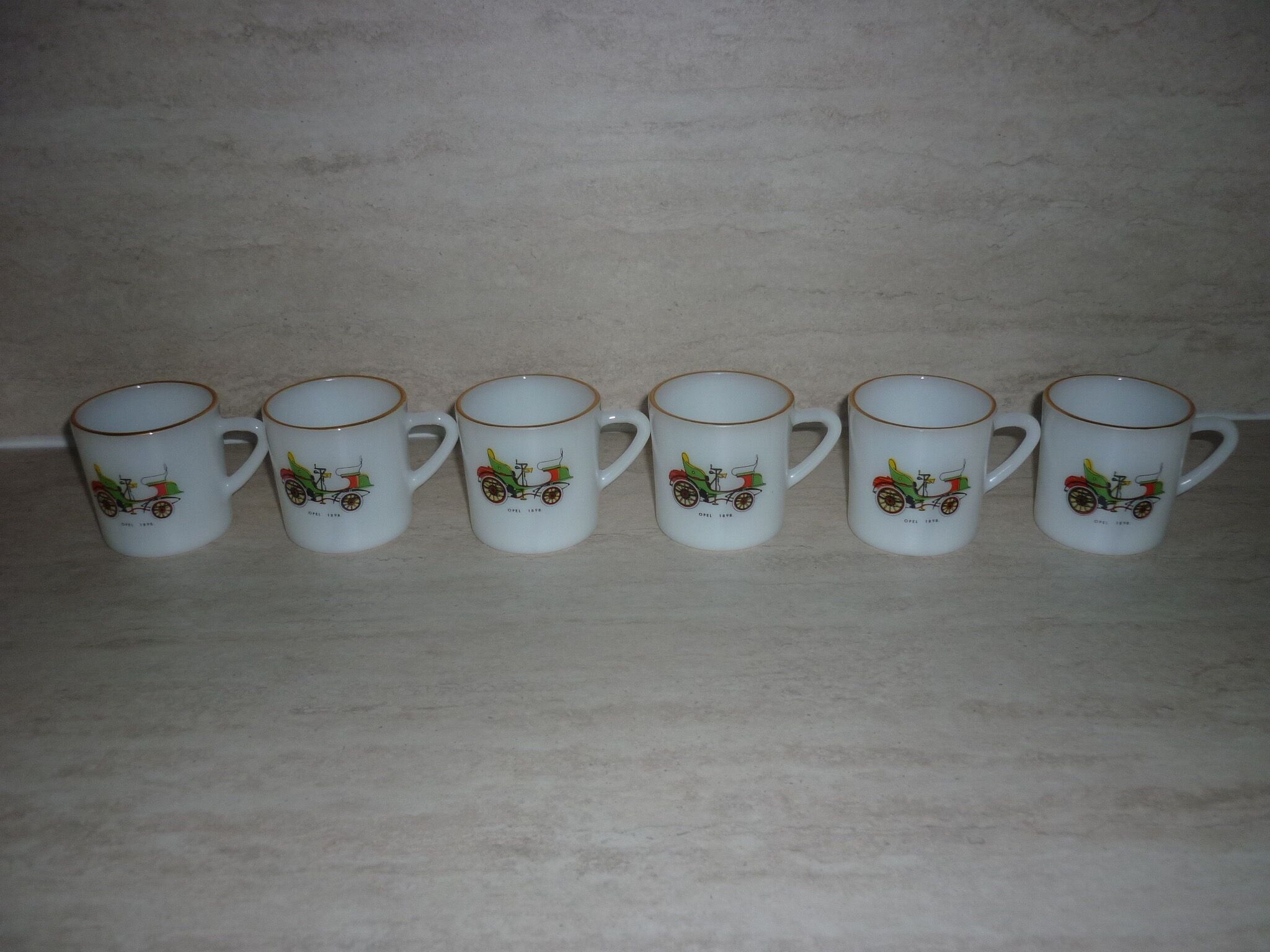 Opaline glass cups decorations OPEL 6 pieces