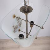 Vintage 1950s chandelier in decorated glass, italian design
