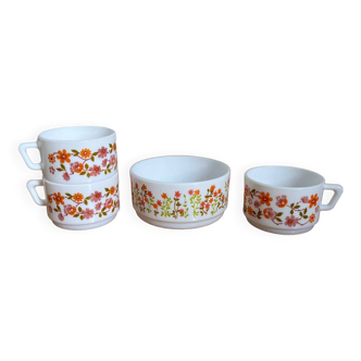 Ensemble de tasses Arcopal vintage